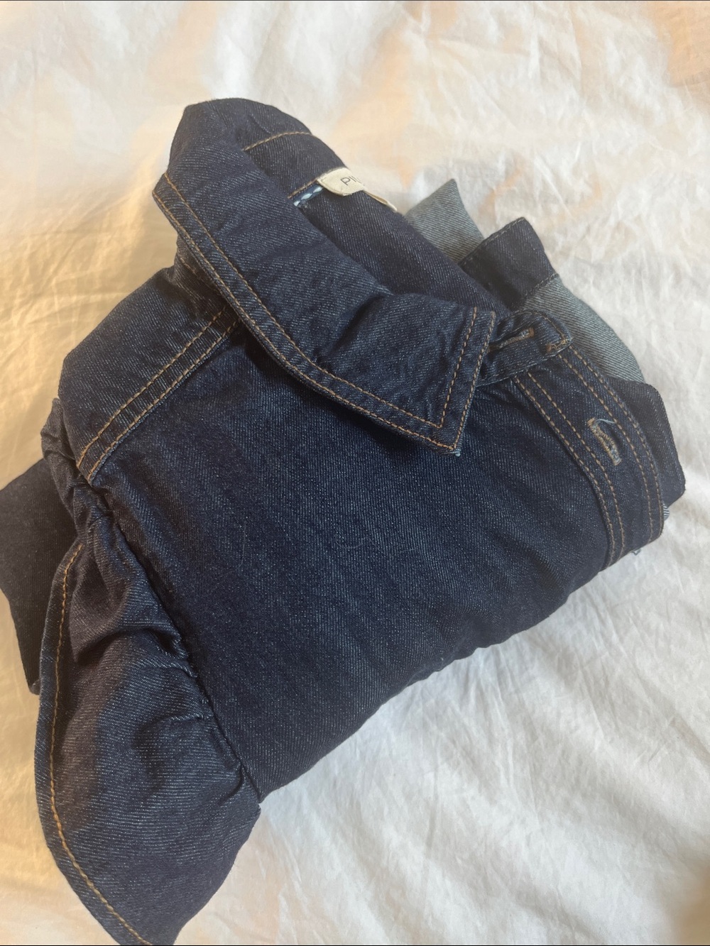 Ozzi Ruffle-Sleeve Buttondown Shirt by Pilcro Anthropologie denim puff sleeve - Picture 9 of 9